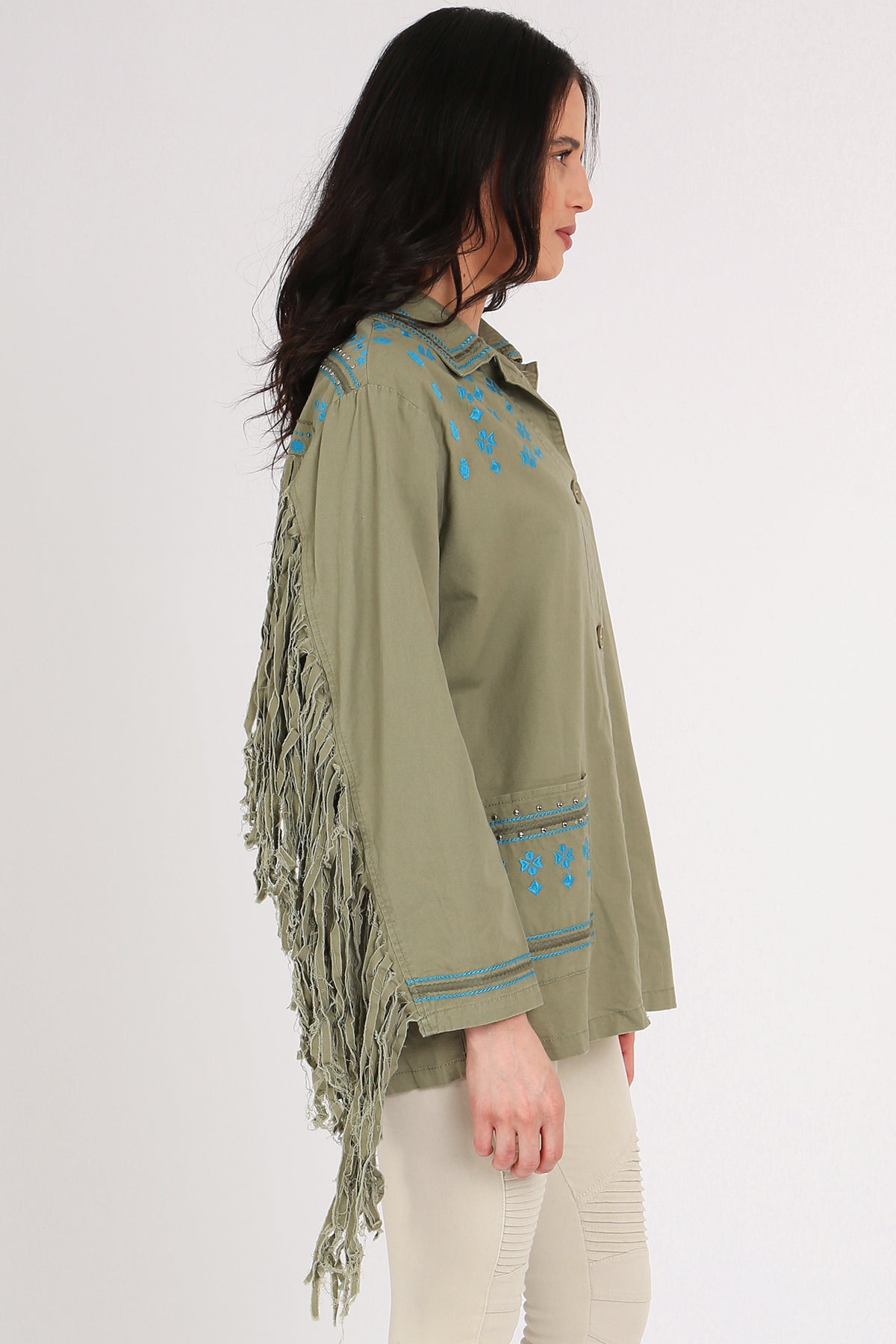 Maria Fringed Tassel Details Embroidered Utility Jacket - Shop Beulah Style