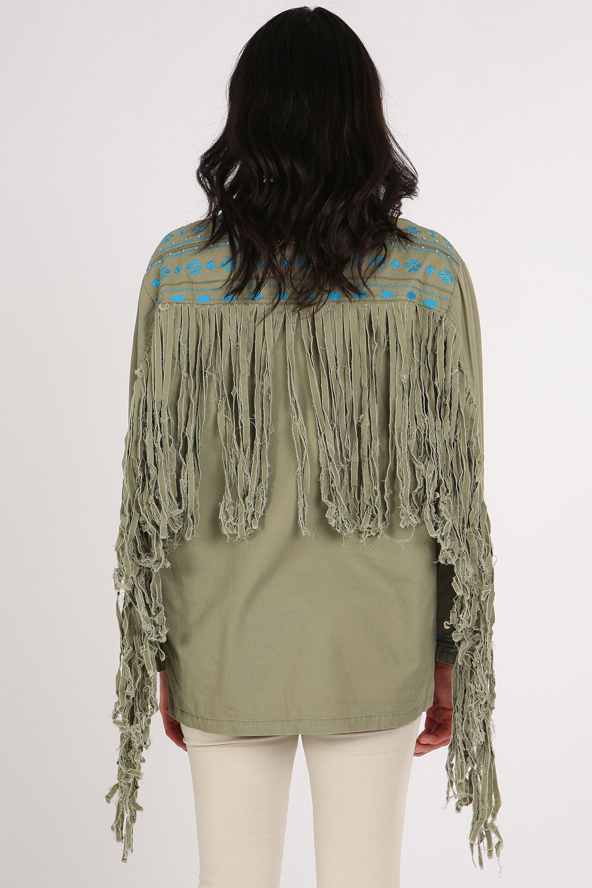 Maria Fringed Tassel Details Embroidered Utility Jacket - Shop Beulah Style