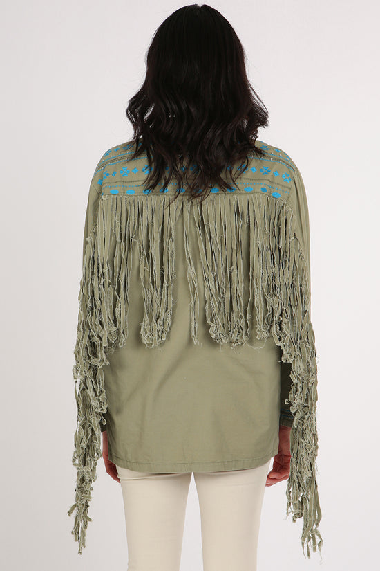 Maria Fringed Tassel Details Embroidered Utility Jacket - Shop Beulah Style