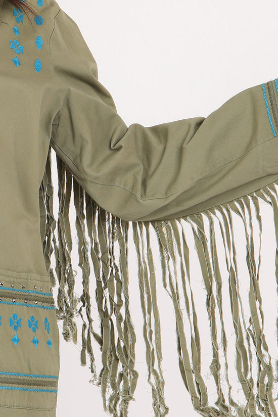 Maria Fringed Tassel Details Embroidered Utility Jacket - Shop Beulah Style