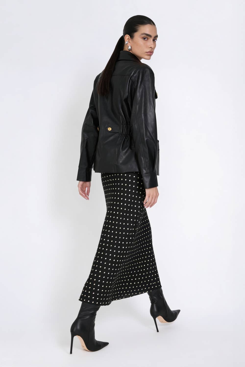 Cinched Vegan Leather Utility Jacket - image 4