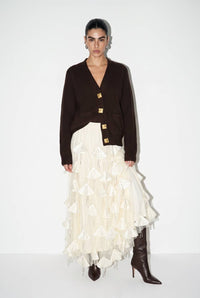Ribbed Knit Statement Button Cardigan
