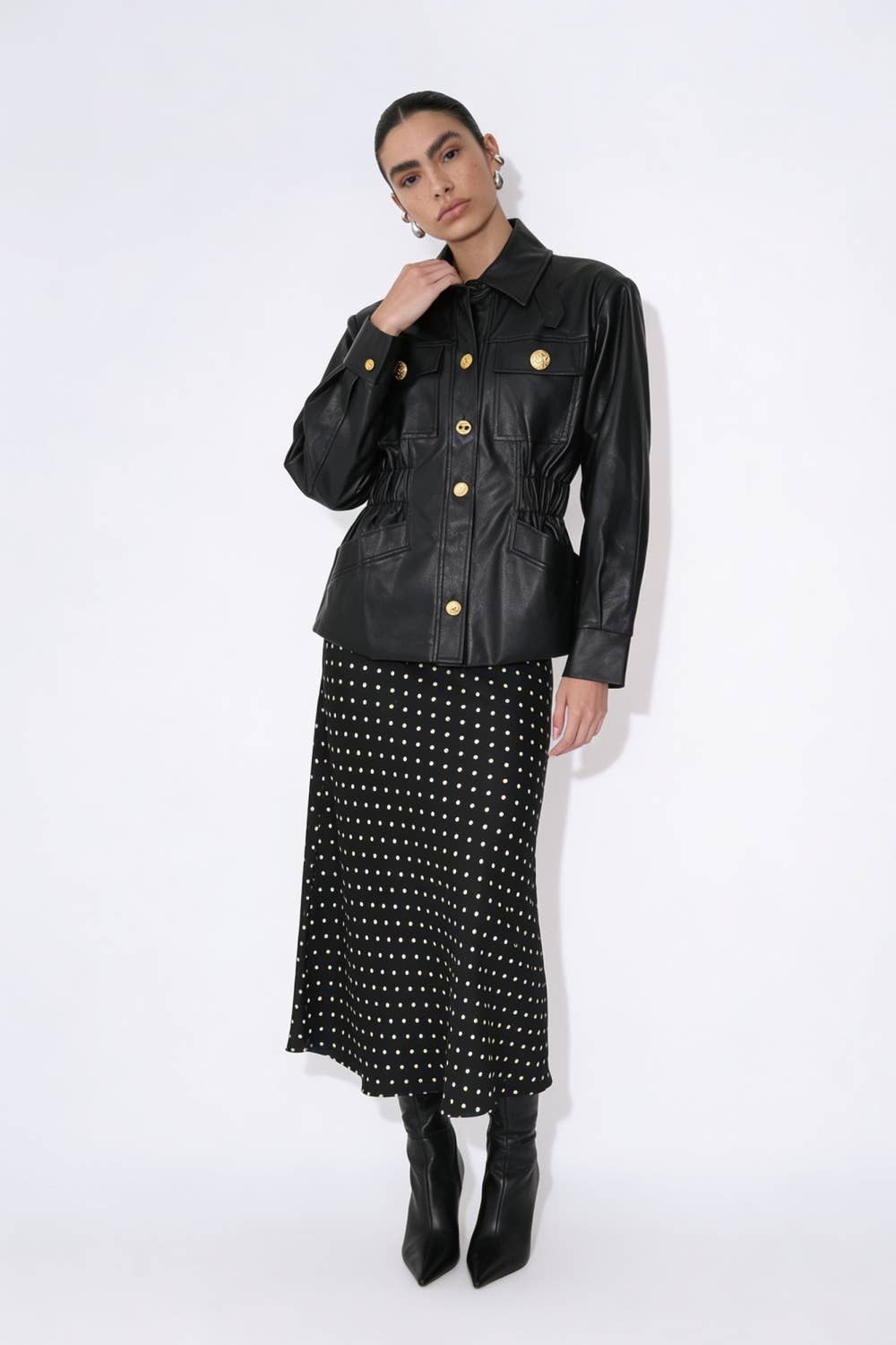 Cinched Vegan Leather Utility Jacket - image 3