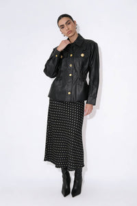 Cinched Vegan Leather Utility Jacket - image 3