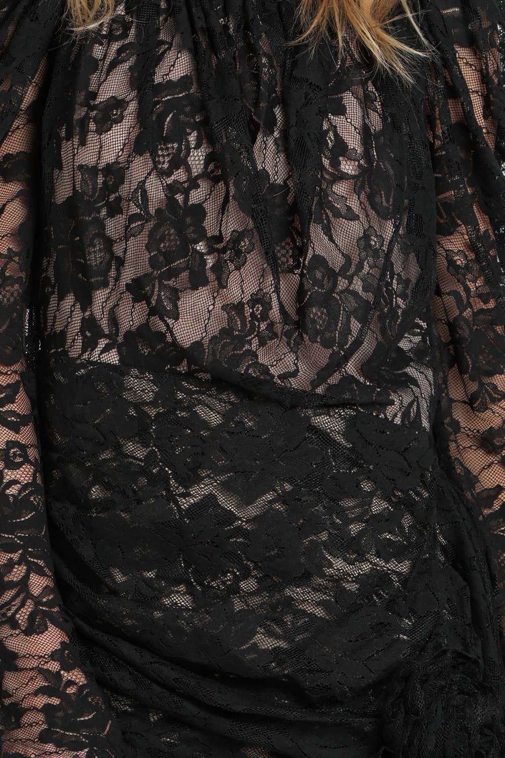 Floral Embroidered Mesh Draped Midi Dress