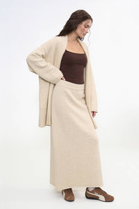 Shawl Collar Open-Front Knit Cardigan