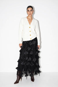 Ribbed Knit Statement Button Cardigan