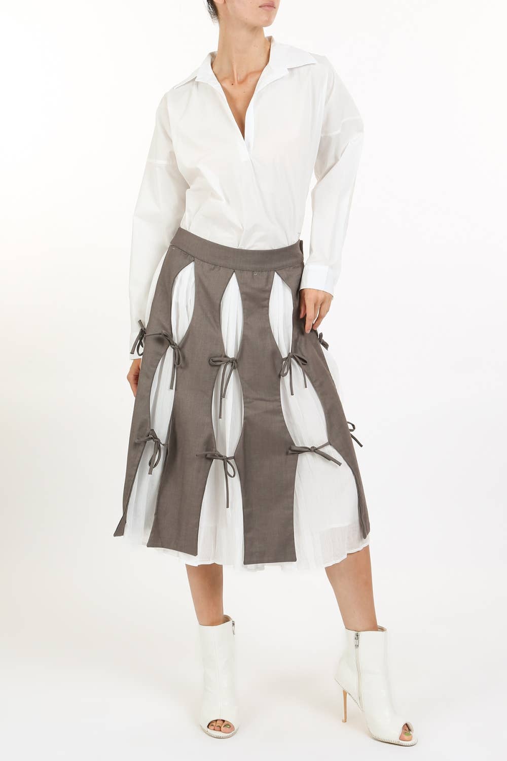 Deconstructed Cut-Out Midi Skirt