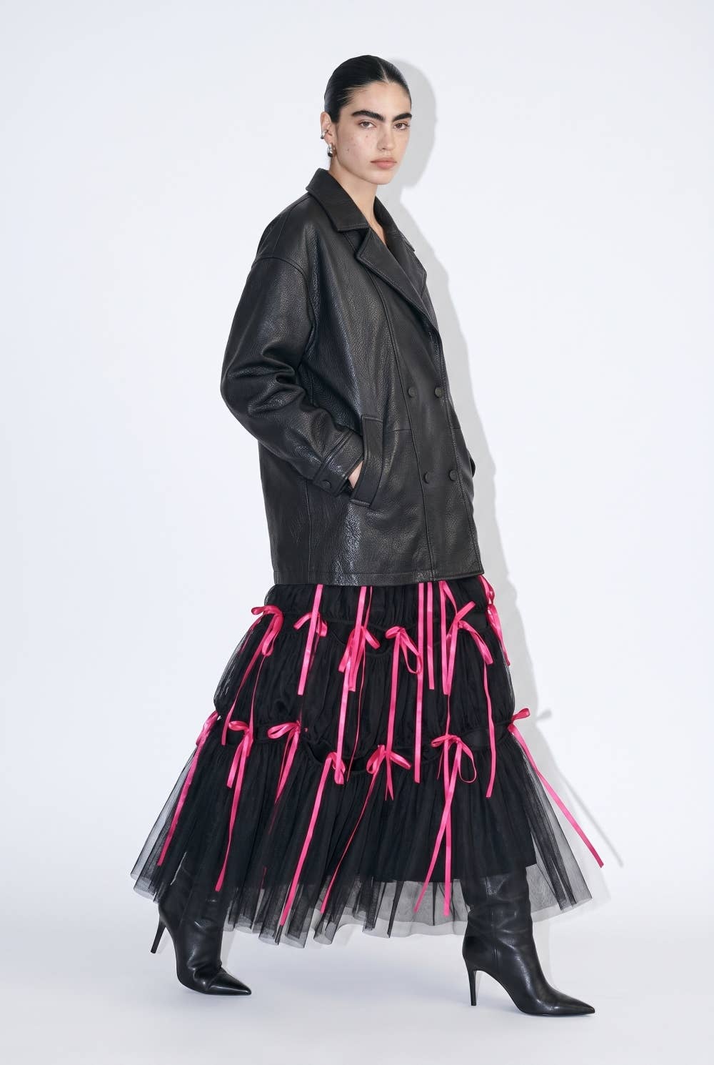 Longline Pebbled Vegan Leather Moto Jacket