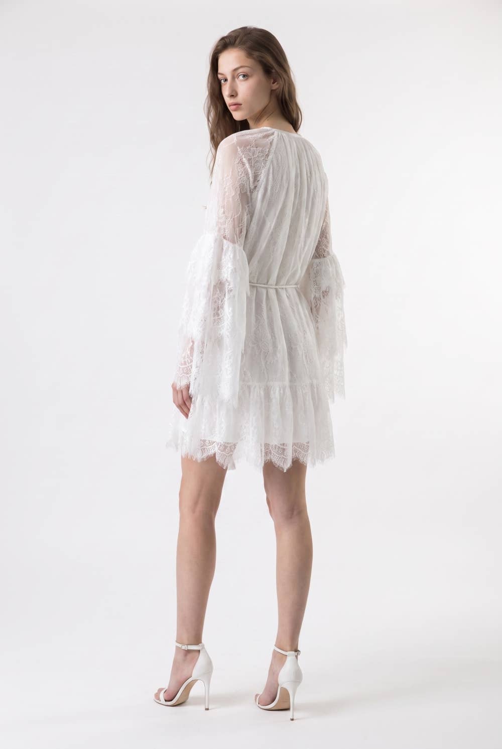 Eyelash Lace Tassel Tie Mini Dress