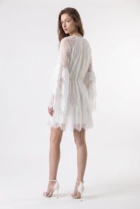 Eyelash Lace Tassel Tie Mini Dress