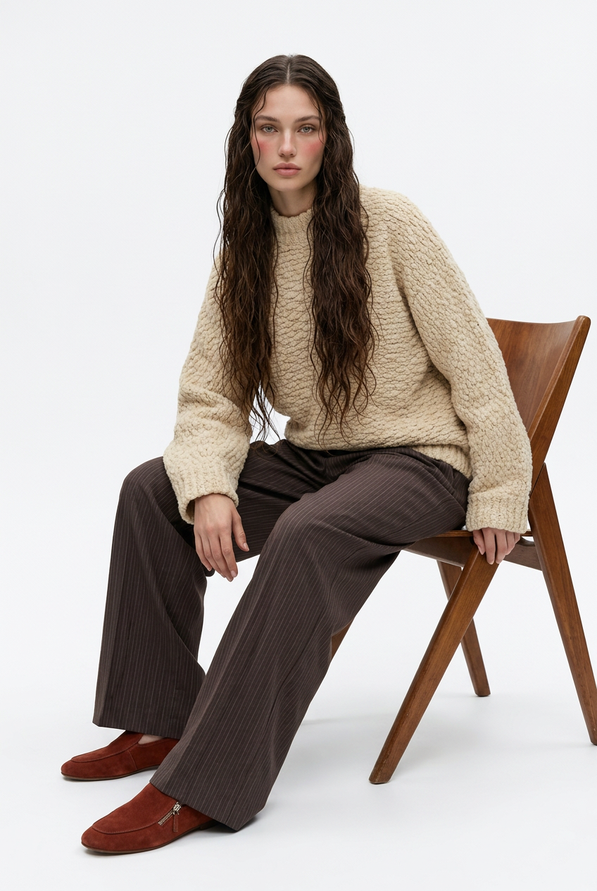 Cashmere Boucle Pullover Oversized Sweater