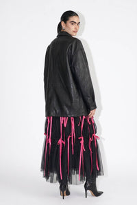 Longline Pebbled Vegan Leather Moto Jacket