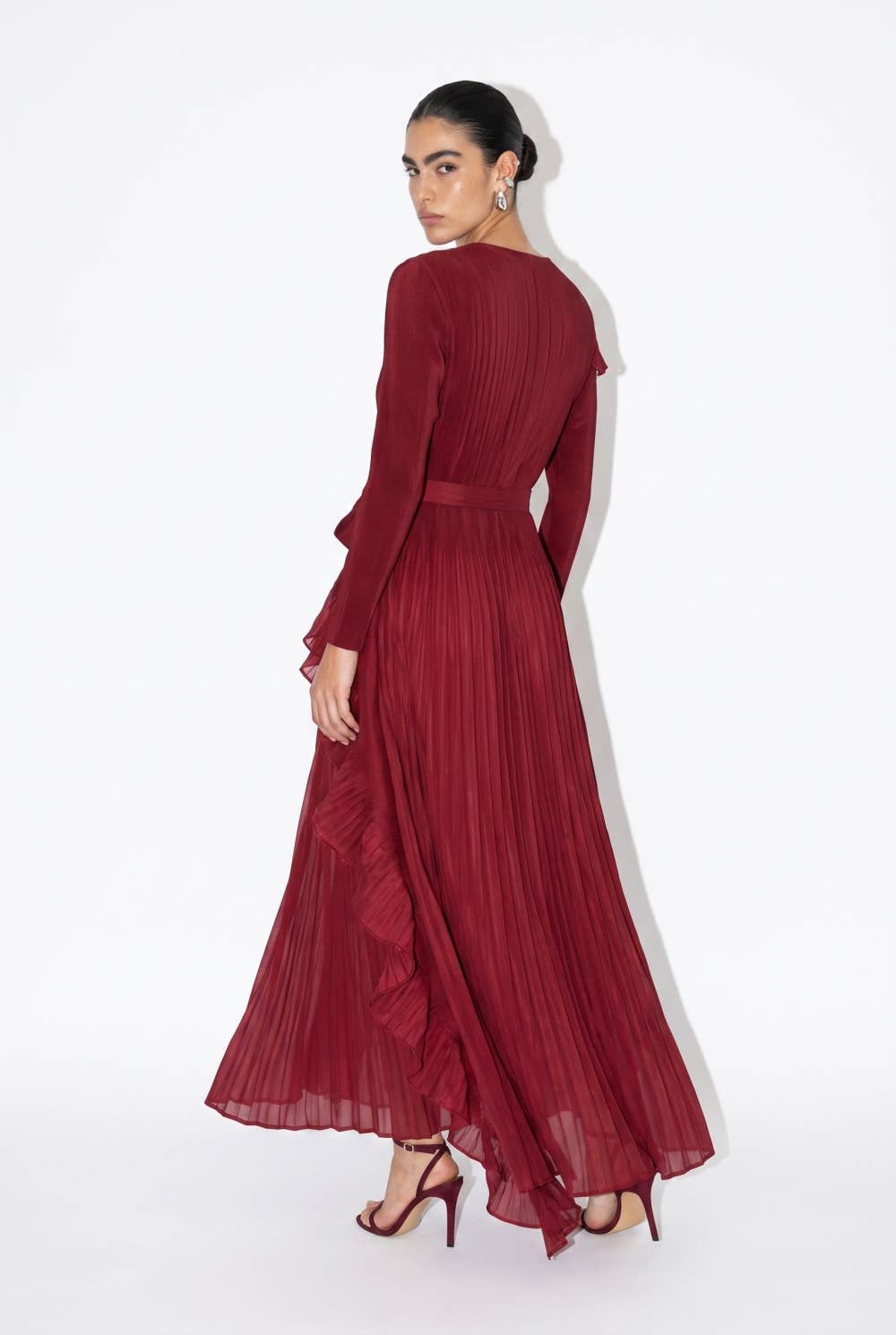 Asymmetric Micro-Pleated Ruffle Maxi Dress - image 4