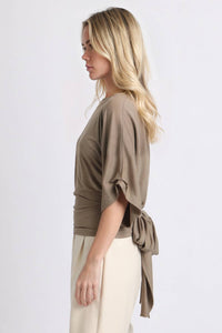 Batwing Sleeve Back Tie Jersey Top