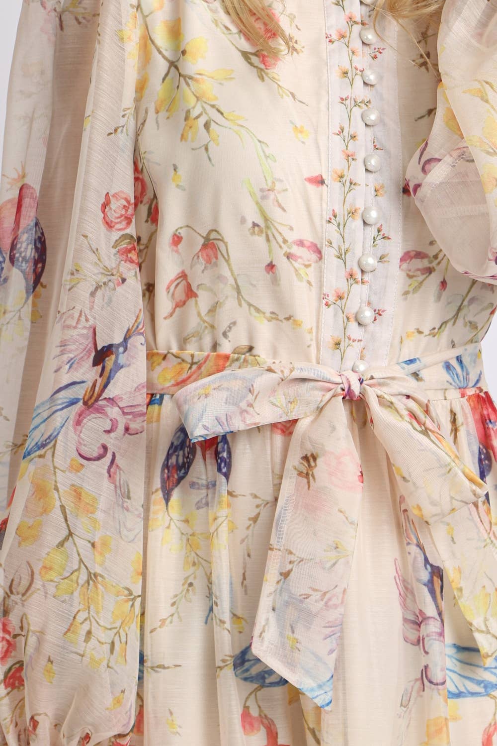 Floral Print Belted Tiered Maxi Dress