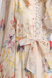 Floral Print Belted Tiered Maxi Dress
