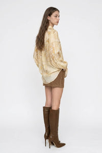 Multi-Print Sheer Button Up Shirt