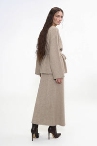 Belted Cable Knit Tunic Top And Maxi Skirt Set