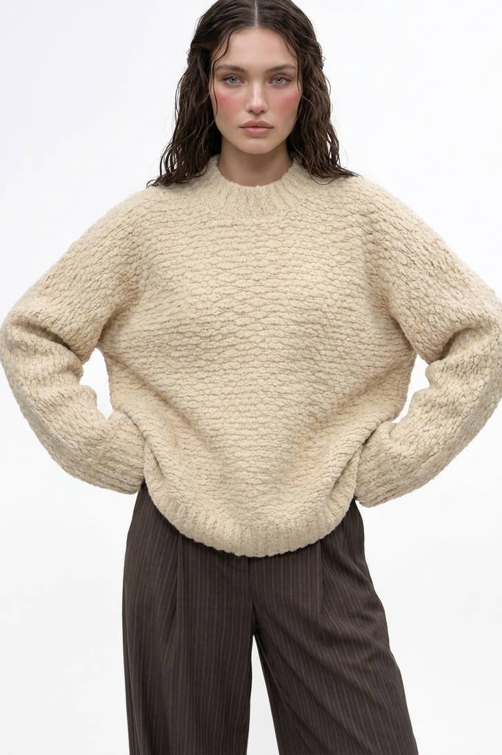 Cashmere Boucle Pullover Oversized Sweater