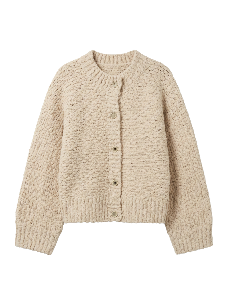 Textured Boucle Button Front Cardigan
