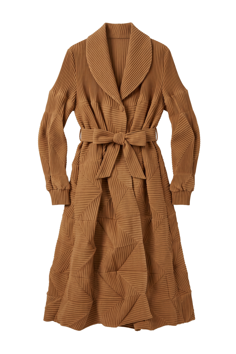 Architectural Geometric Pleated Wrap Coat
