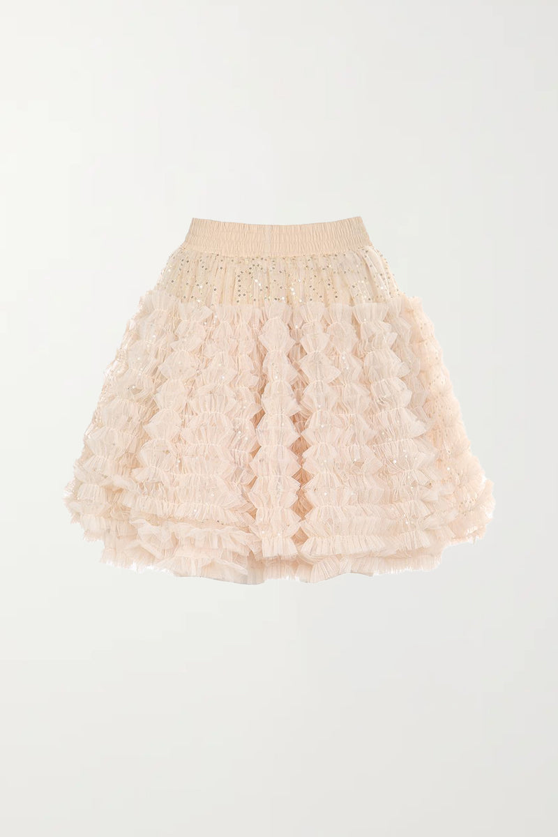 Remy Ruffle Frill Sequin Mesh Mini Skirt - Shop Beulah Style