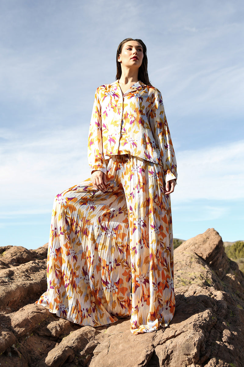 Athena Multicolor Print Blouse & Pleat Pants Set - Shop Beulah Style