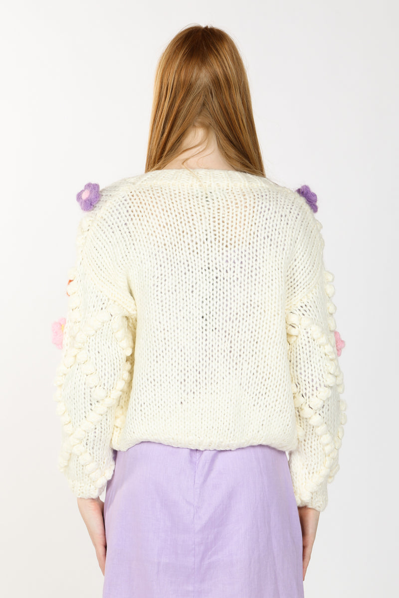 Mona Flower Crochet Chunky Sweater Top - Shop Beulah Style
