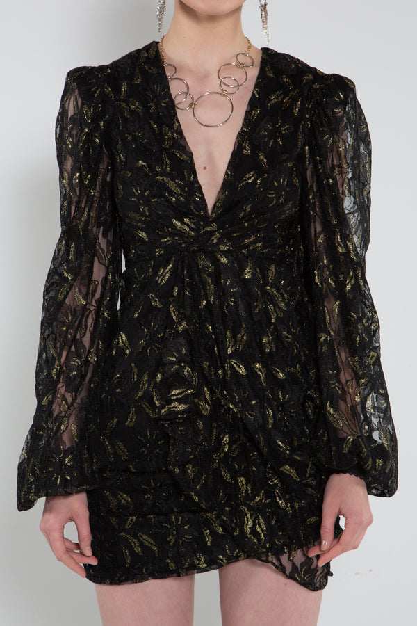 gold foil on mesh layer Dress - Shop Beulah Style