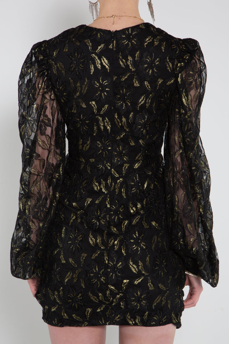 gold foil on mesh layer Dress - Shop Beulah Style