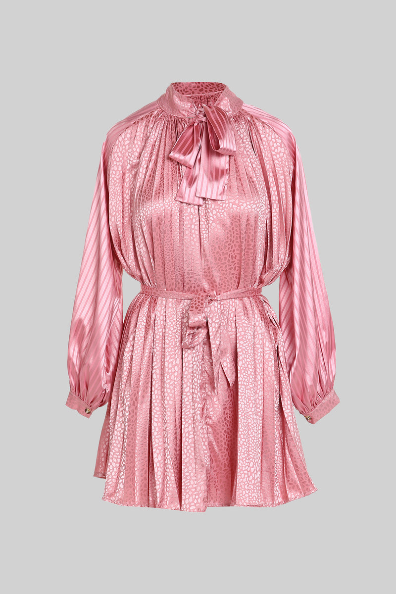 Multi print Satin Pleats mini dress - Shop Beulah Style