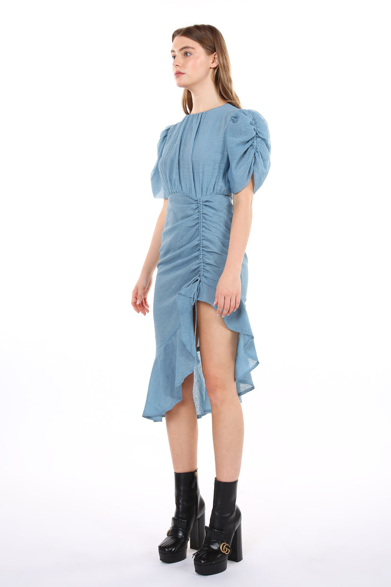 Round Neck Ruched Dress - Shop Beulah Style