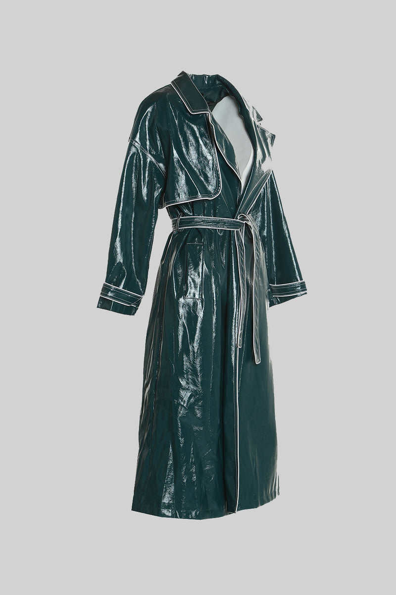 Vinyl Green Trench Coat - Shop Beulah Style
