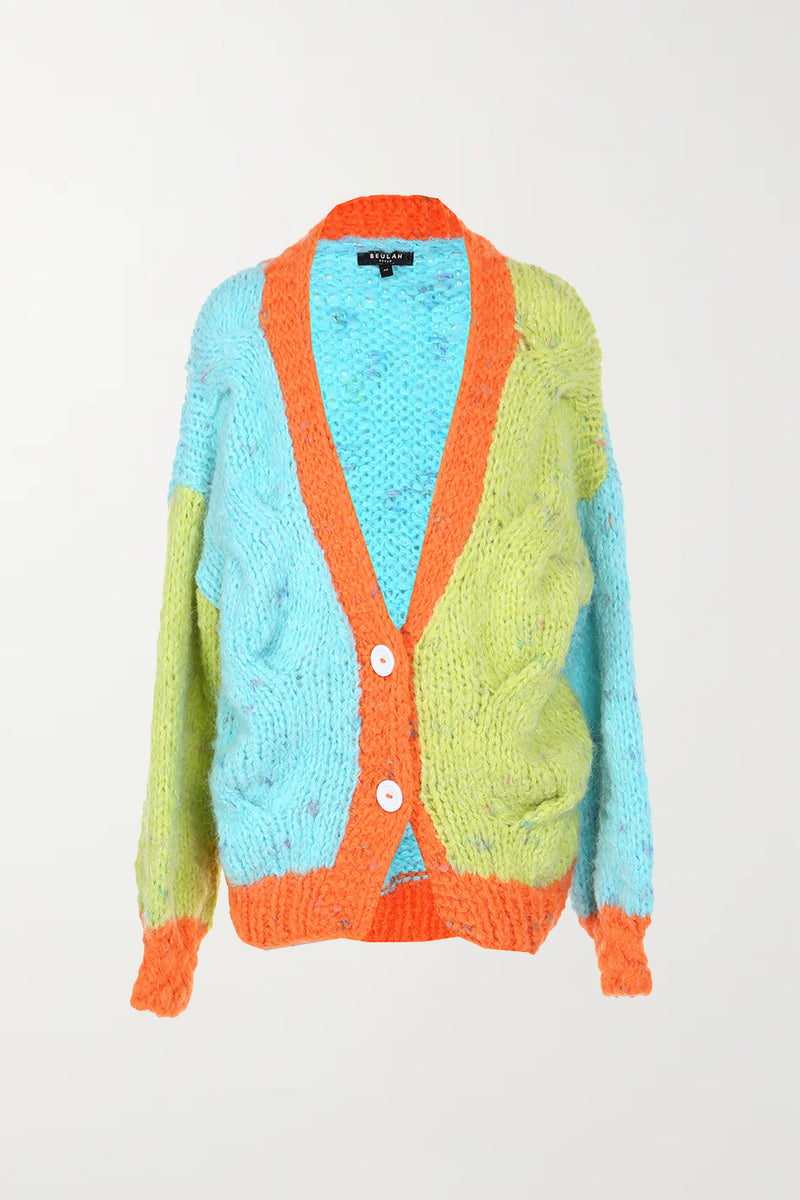 COLORFUL MIXED CHUNKY KNIT CARDIGAN - Shop Beulah Style