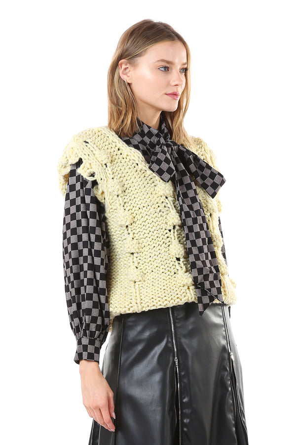 Low Gauge V Neck Knit  sweater wool vest - Shop Beulah Style