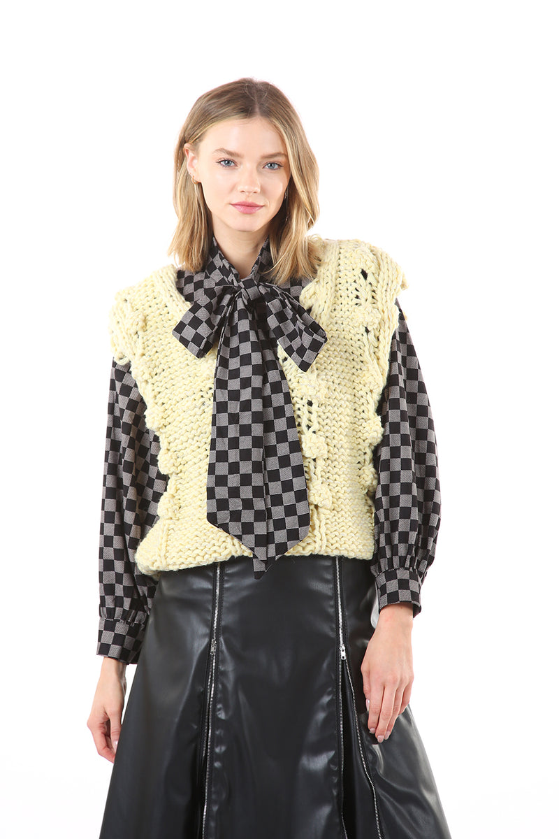 Low Gauge V Neck Knit  sweater wool vest - Shop Beulah Style