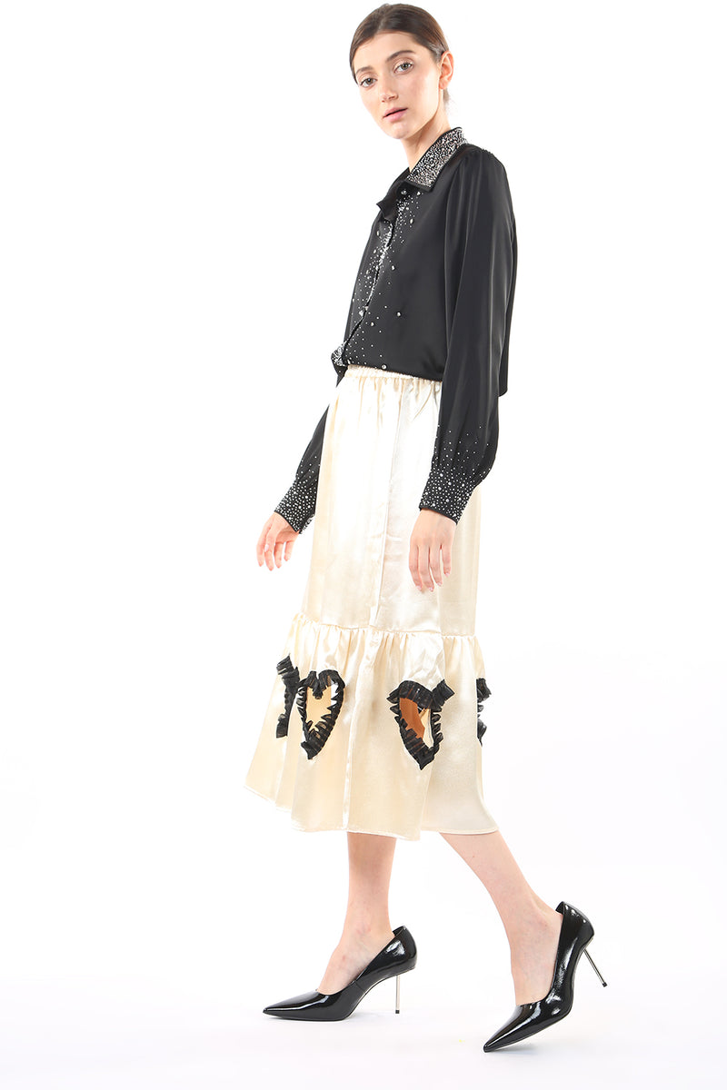 Heart-Shape Holes Satin Skirt - Shop Beulah Style