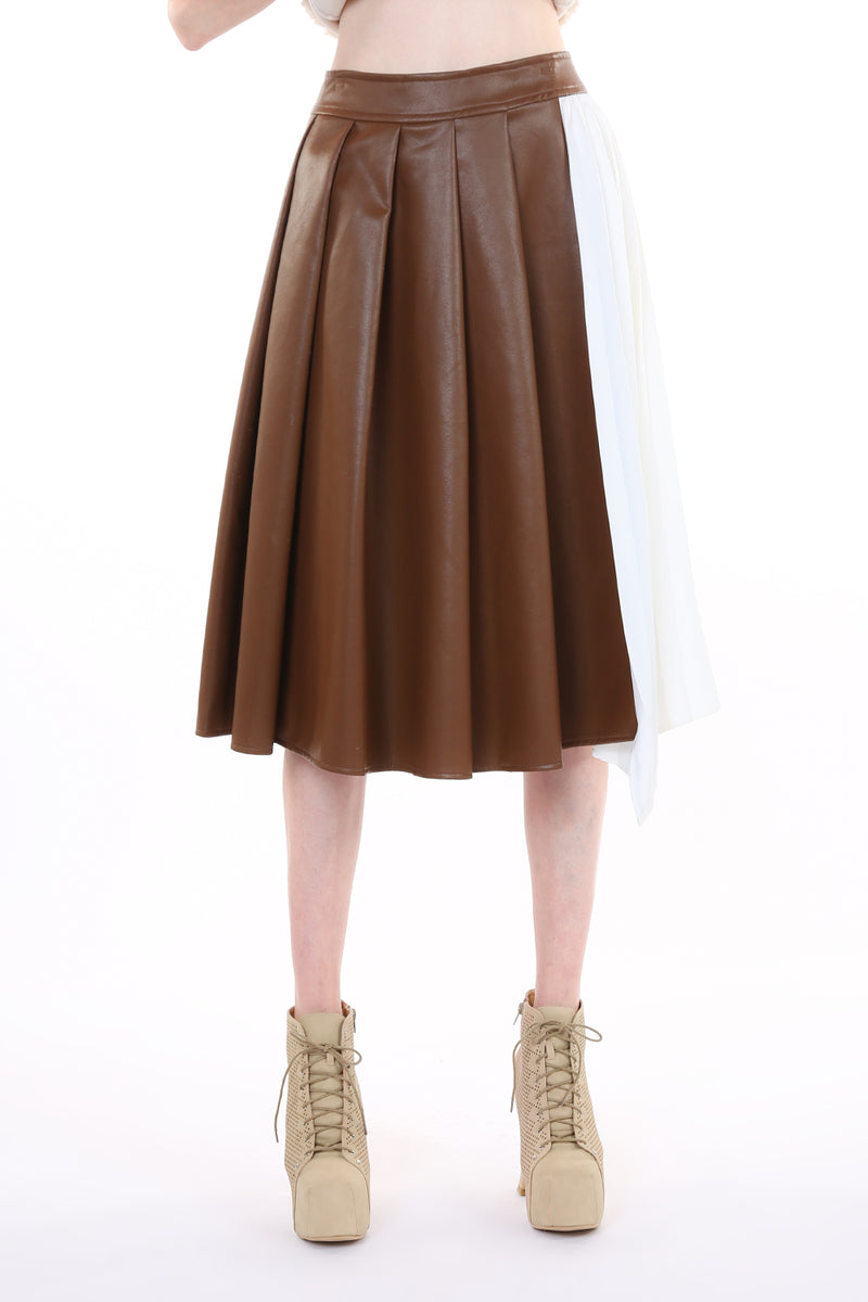 Pleated Faux Leather Skirt - Shop Beulah Style