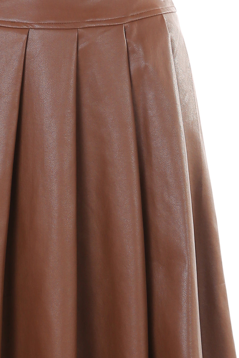 Faux Leather Pleated Skirt - Shop Beulah Style