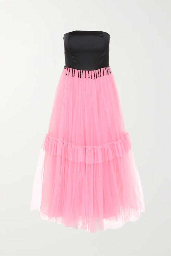 Tube Top Mesh Tiered Dress