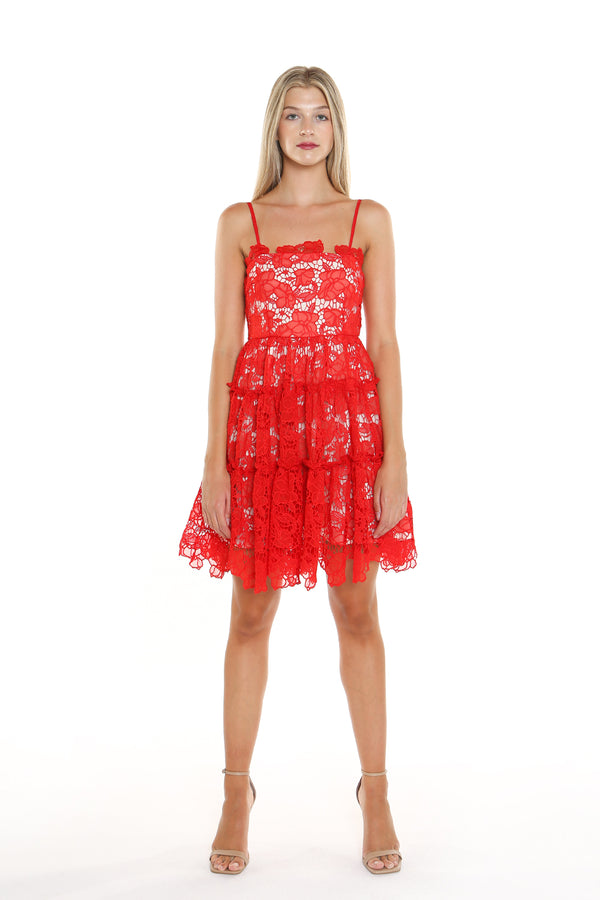 Shoulder Strap Lace Mini Dress - Shop Beulah Style