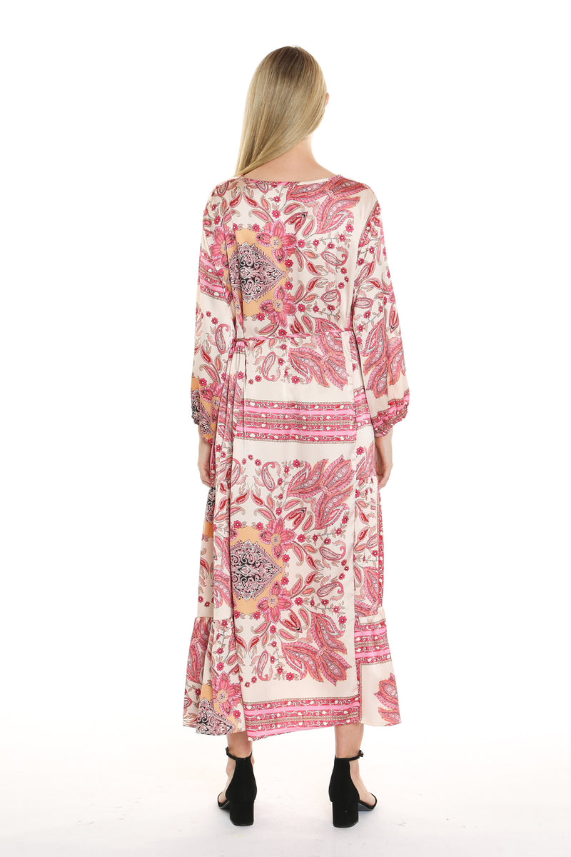 Printed Satin Long Dress - Shop Beulah Style