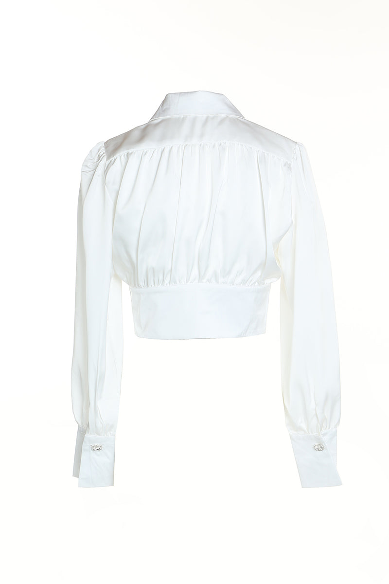 Cropped Double button Satin jacket - Shop Beulah Style
