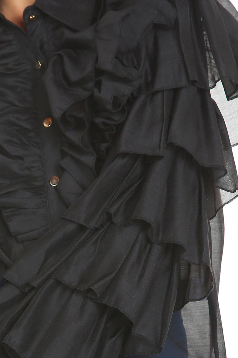 Multi Ruffles Mesh Blouse - Shop Beulah Style