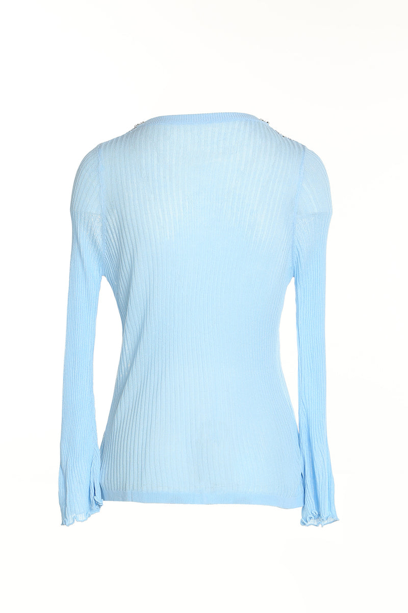 100% viscose  knitted sweater top with front Embellishment - Shop Beulah Style