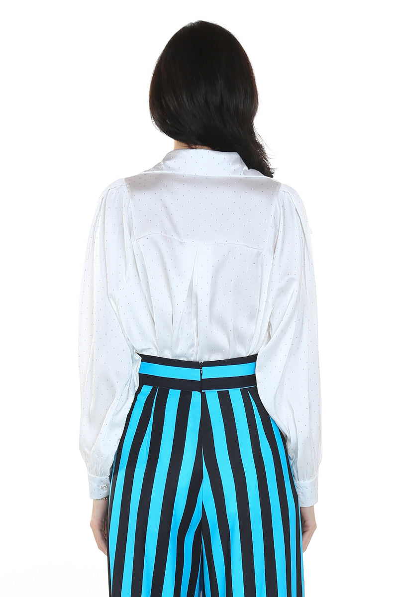 Micro Rhinestones Long collar Shirt - Shop Beulah Style