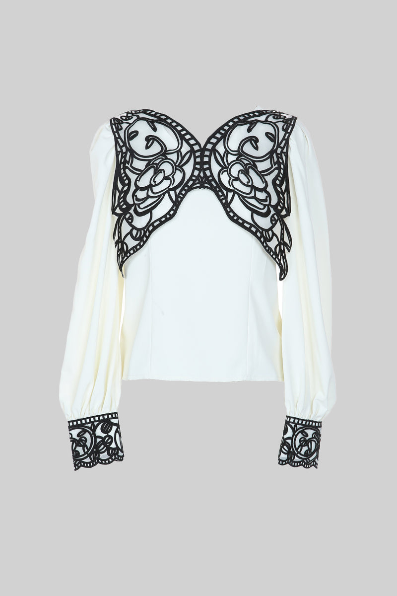Butterfly Embroidery Applique Blouse