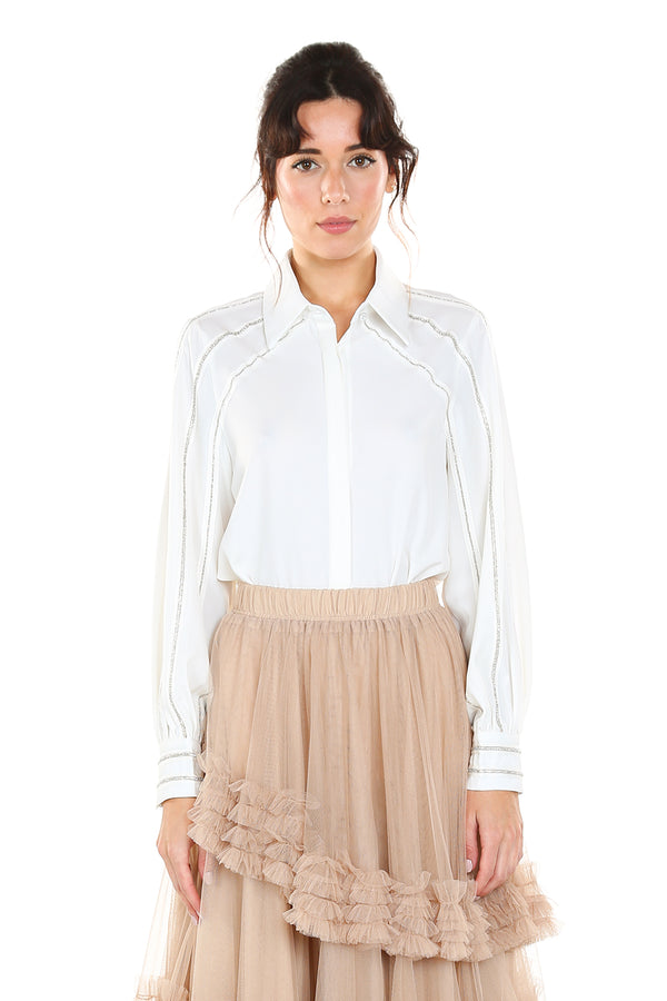 Metallic Multi Lining Detailed Blouse - Shop Beulah Style