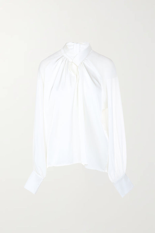 Scarf Style Neck Detail Blouse - Shop Beulah Style